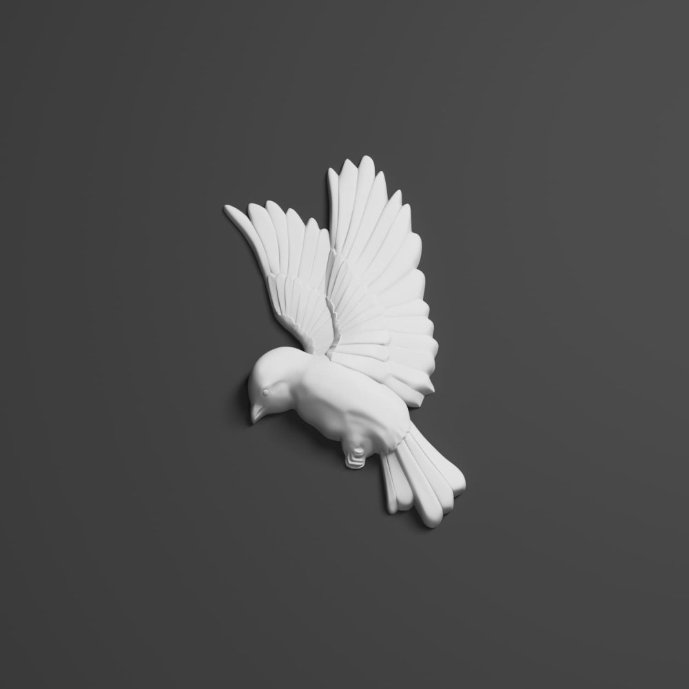 Декоративный элемент гипсовый ДЭ 061 12 птица влево малая