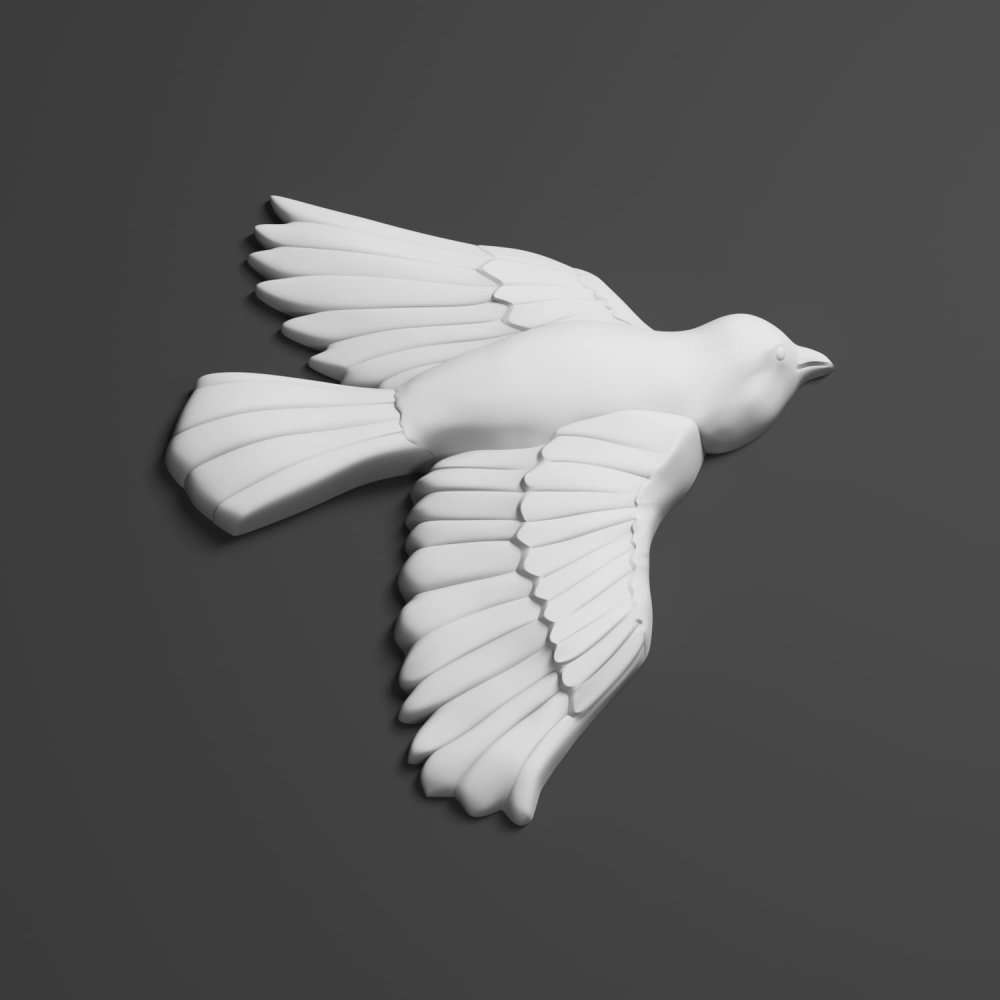 Декоративный элемент гипсовый ДЭ 061 16 птица вправо малая