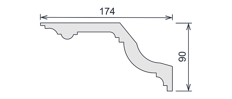 Карниз потолочный гипсовый гладкий КГ 040