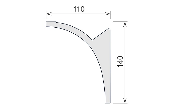 Карниз потолочный гипсовый гладкий КГ 008 5