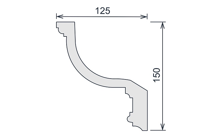 Карниз потолочный гипсовый гладкий КГ 082