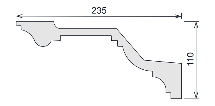 Карниз потолочный гипсовый гладкий КГ 055