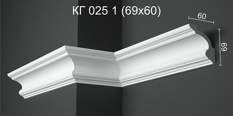Карниз потолочный гипсовый гладкий КГ 025 1