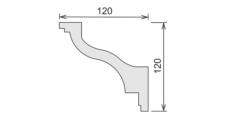 Карниз потолочный гипсовый гладкий КГ 059
