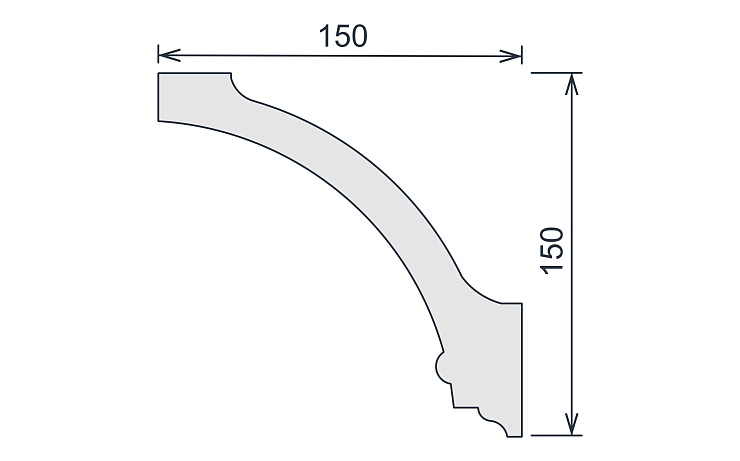 Карниз потолочный гипсовый гладкий КГ 076