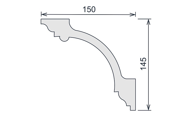 Карниз потолочный гипсовый гладкий КГ 074