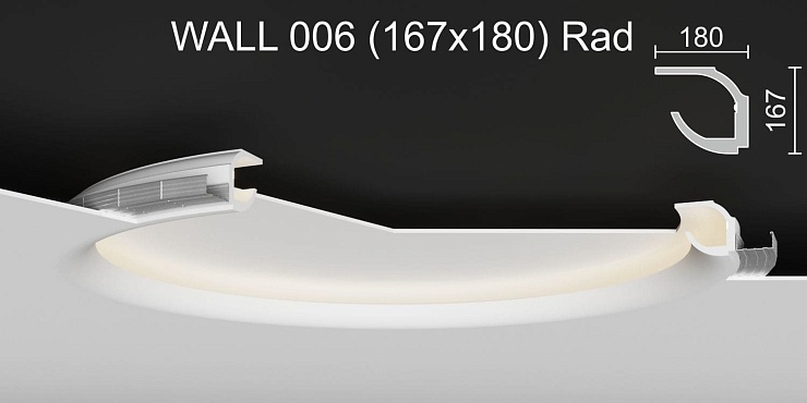 Светильник радиусный встраиваемый стеновой гипсовый WALL 006 Rad