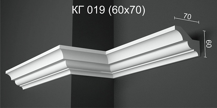 Карниз потолочный гипсовый гладкий КГ 019