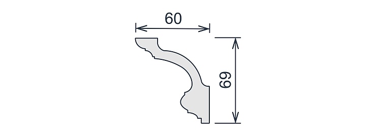 Карниз потолочный гипсовый гладкий КГ 025 1