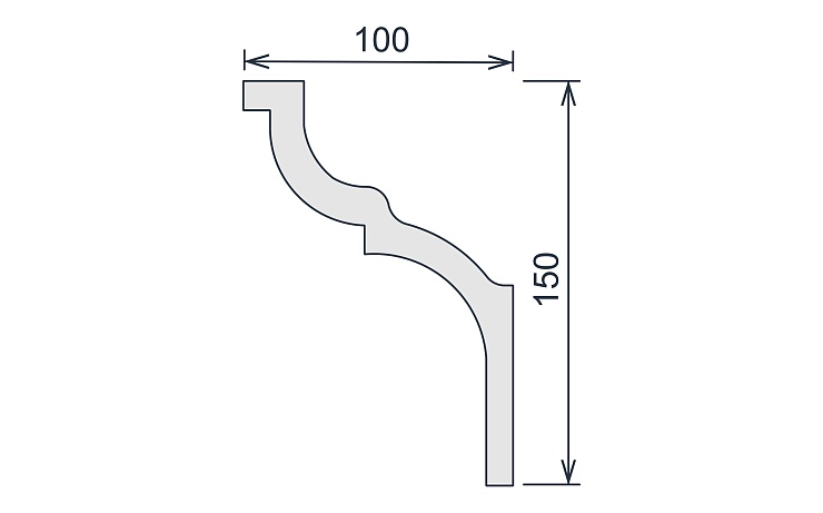 Карниз потолочный гипсовый гладкий КГ 078