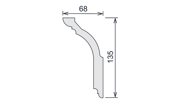 Карниз потолочный гипсовый гладкий КГ 069