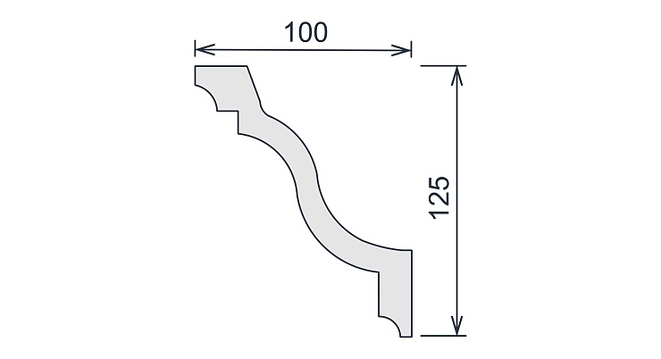 Карниз потолочный гипсовый гладкий КГ 067