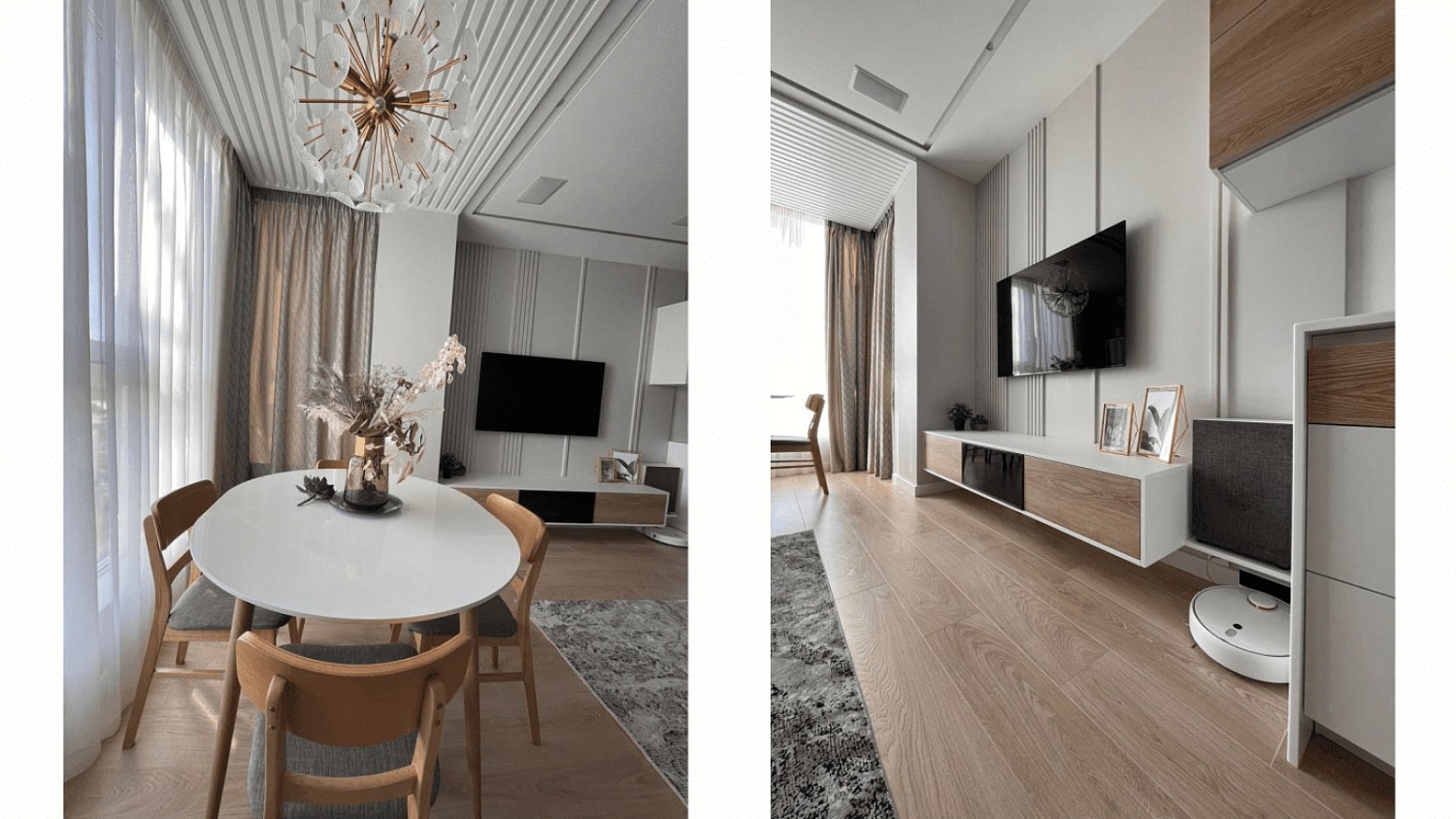 Гипсовые 3d панели в кухне-гостиной