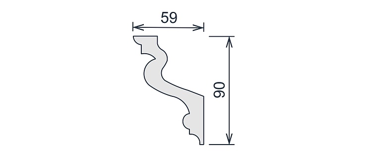 Карниз потолочный гипсовый гладкий КГ 041