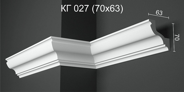 Карниз потолочный гипсовый гладкий КГ 027