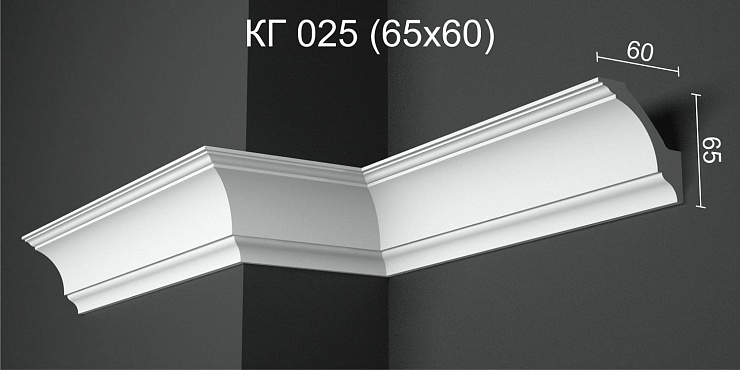 Карниз потолочный гипсовый гладкий КГ 025