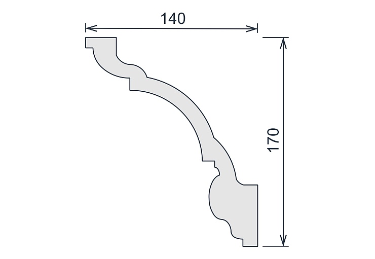 Карниз потолочный гипсовый гладкий КГ 085