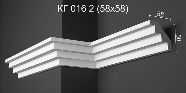 Карниз потолочный гипсовый гладкий КГ 016 2