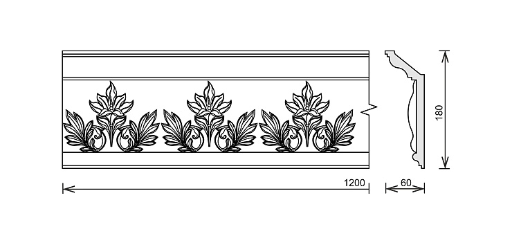 Карниз потолочный гипсовый лепной КЛ 013