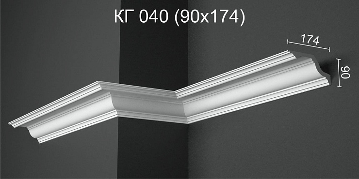 Карниз потолочный гипсовый гладкий КГ 040