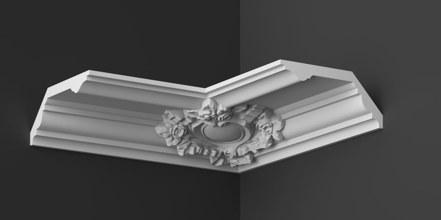 Карниз потолочный гипсовый лепной угловой КЛУ 032 2 внутренний угол