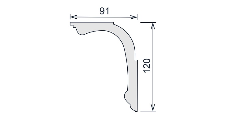 Карниз потолочный гипсовый гладкий КГ 130