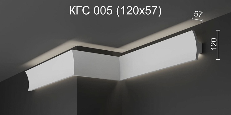 Карниз потолочный гипсовый с подсветкой КГС 005