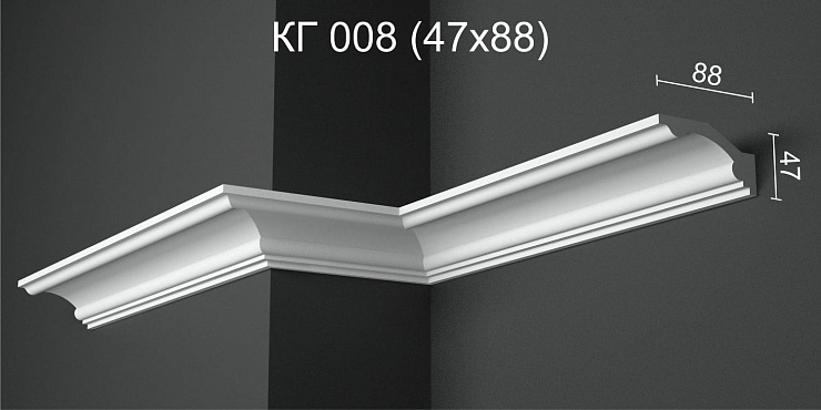 Карниз потолочный гипсовый гладкий КГ 008