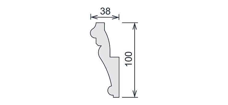Карниз потолочный гипсовый гладкий КГ 128