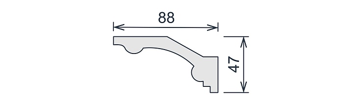 Карниз потолочный гипсовый гладкий КГ 008